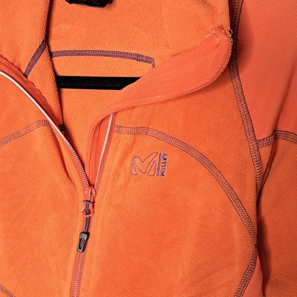 Millet Fleece Jacket Womens Small Orange Full Zip Hood Technical Hiking MIV4762 - Picture 7 of 16